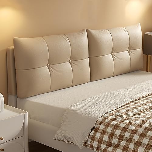 Queen-Size-Bett-Kissen, einfarbig, Kunstleder, abnehmbarer Bezug, großes rechteckiges Wandkissen für Schlafzimmerdekoration, Khaki, Riemen, 150 cm Queen-Size-Bett-Kissen, einfarbig, Kunstleder, abnehmbarer Bezug, großes rechteckiges Wandkissen für Schlafzimmerdekoration, Khaki, Riemen, 150 cm von Generisch
