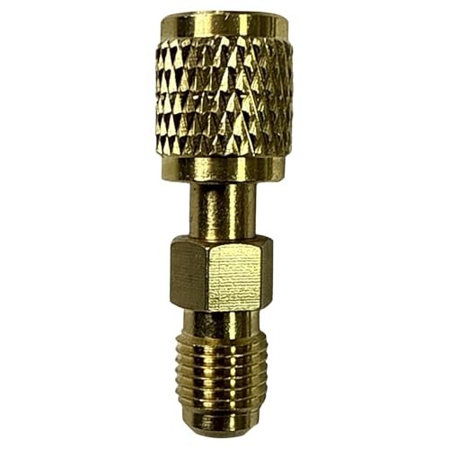 R32 Adapter Gewinde, 1/4 SAE Innengewinde zu 1/4 Außengewinde, Robuster Messingadapter für Kältetechnik & Klimatechnik (Gold, One Size) von Generisch