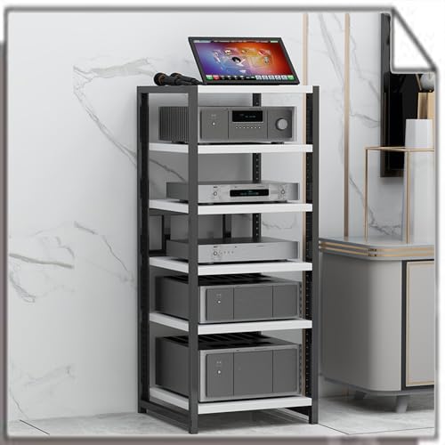 Rack Media-Ständer – 4/5/6 Etagen, verstellbarer Unterhaltungsschrank für Verstärker und Plattenspieler – beweglicher Audio-Rack-Turm von Generisch