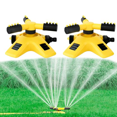 Rasensprenger Rasensprinkler - Flächenregner Garten Sprinkler, 360° Drehbare Präzisions Düsenköpfe, für Verschiedene Flächenarten (Gelb – 2 Stück) von Generisch