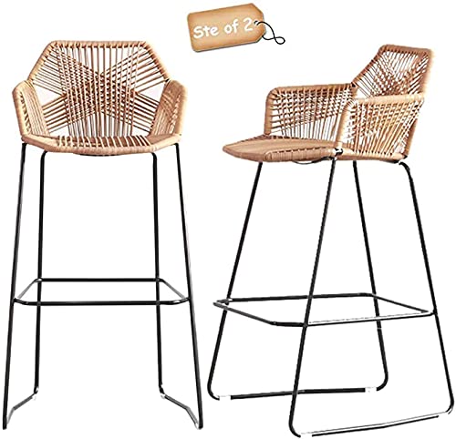 Rattan Barhocker 2er Set - Hochtisch und Outdoor Gartenstühle - Freizeithochstühle für Kaffee Rezeption - 75cm Rattan Barhocker 2er Set - Hochtisch und Outdoor Gartenstühle - Freizeithochstühle für Kaffee Rezeption - 75cm von Generisch