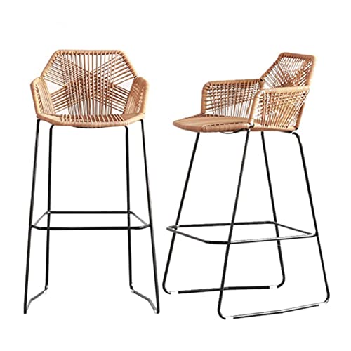Rattan Barhocker 2er Set Vintage Retro Thekenhöhe Hocker mit Rückenlehne für Küche und Zuhause Pub Gitarre Design Thekenhocker für Barbereich Rattan Barhocker 2er Set Vintage Retro Thekenhöhe Hocker mit Rückenlehne für Küche und Zuhause Pub Gitarre Design Thekenhocker für Barbereich von Generisch