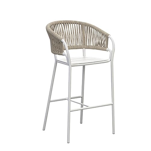 Rattan-Barhocker mit Fußstütze und Rückenlehne, hohe Küchen-Hocker, Kneipen-Hocker für Frühstückstheke, 2er-Set von Generisch