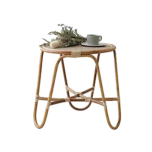 Rattan-Beistelltisch, runder moderner Couch-Beistelltisch für Wohnzimmer, Schlafzimmer, Balkon, kleiner Teetisch (19,2 x 19,2 Zoll) von Generisch