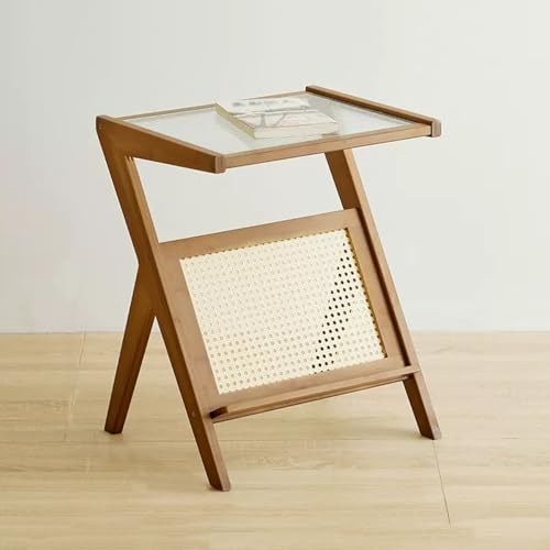 Rattan-Beistelltisch mit Zeitschriftenständer, Glasplatte Bambus-Beistelltisch, Z-förmiger Boho-Couchtisch für Schlafzimmer und Wohnzimmer, ideal für kleine Räume Rattan-Beistelltisch mit Zeitschriftenständer, Glasplatte Bambus-Beistelltisch, Z-förmiger Boho-Couchtisch für Schlafzimmer und Wohnzimmer, ideal für kleine Räume von Generisch