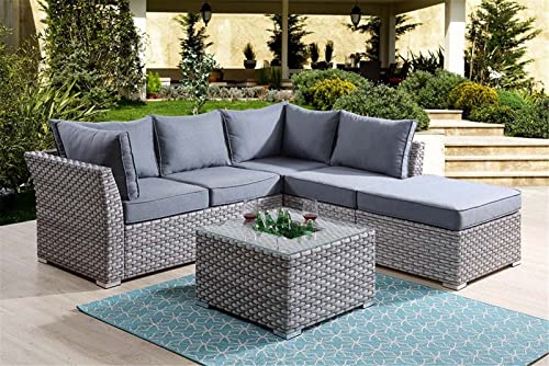 Rattan Couchtisch 3er Set mit Aufbewahrungsbox Modular L-Form Design für Gartenmöbel Grau Stoff Rattan Couchtisch 3er Set mit Aufbewahrungsbox Modular L-Form Design für Gartenmöbel Grau Stoff von Generisch