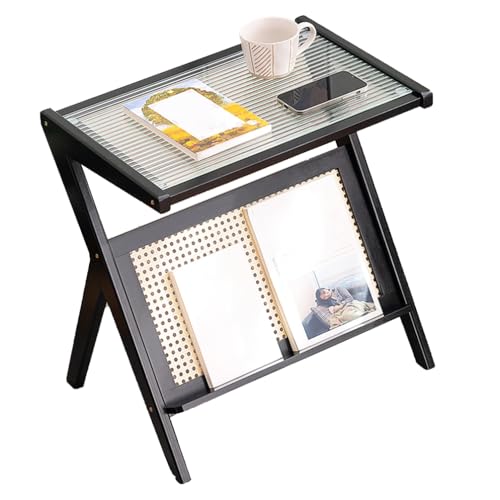 Rattan-Couchtisch aus gewebtem Bambus mit Tischplatte aus gehärtetem Glas, elegantes und langlebiges Design für Wohnzimmer, Schlafzimmer und kleine Räume Rattan-Couchtisch aus gewebtem Bambus mit Tischplatte aus gehärtetem Glas, elegantes und langlebiges Design für Wohnzimmer, Schlafzimmer und kleine Räume von Generisch