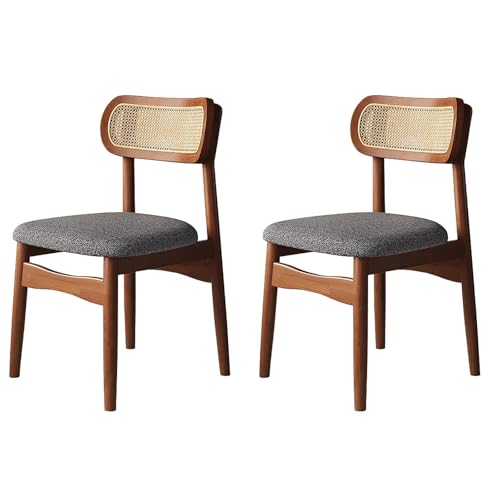 Rattan Esszimmerstühle 2er Set - Gepolsterter Rohrrücken Küchenstühle mit Massivholzrahmen für Esszimmer und Café Rattan Esszimmerstühle 2er Set - Gepolsterter Rohrrücken Küchenstühle mit Massivholzrahmen für Esszimmer und Café von Generisch