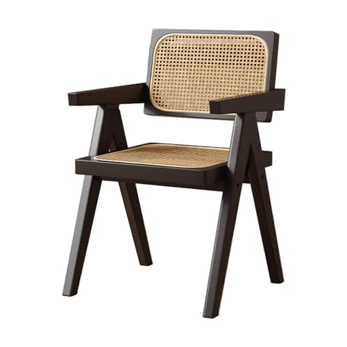 Rattan Esszimmerstuhl 1er Set Holz Wohnzimmerstuhl Outdoor Rattan Sessel mit Bambus Akzenten für Schlafzimmer Leseraum Küche Esszimmer von Generisch