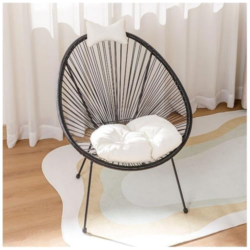 Rattan Papasansessel mit weichem Kissen für Terrasse und Garten - inklusive gelbem Stuhl und Tischset von Generisch