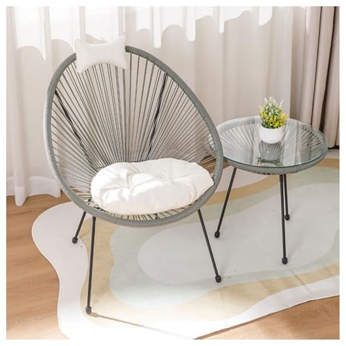 Rattan Papasansessel mit weichem Kissen für Terrasse und Garten - inklusive gelbem Stuhl und Tischset von Generisch