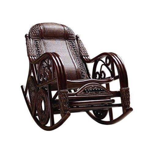 Rattan Schaukelstuhl für Balkon Chinesischer Stil Freizeitstuhl Outdoor Gleitwippe mit faulem Design für Zuhause (A) von Generisch