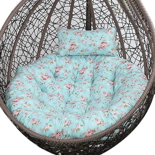 Rattan-Schaukelstuhl für Garten und Terrasse, geflochtener Eier-Hängesessel, Hängematte, Hängesessel, großes Kissen, Hängekorb, Stuhlkissen für drinnen und draußen (nur Kissen) (FA von Generisch