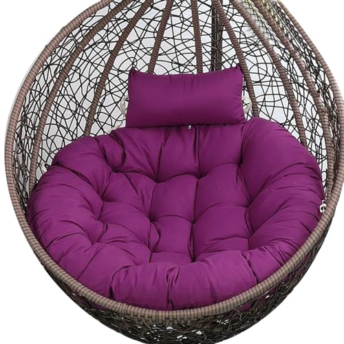 Rattan-Schaukelstuhl für Gartenterrasse, geflochtenes Ei, Hängesessel, Hängematte, Hängesessel, großes Kissen, Hängekorb, Stuhlkissen für drinnen und draußen (nur Kissen) (Farbe: L von Generisch