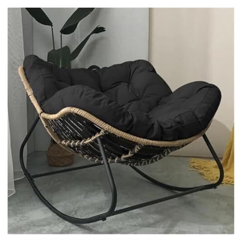 Rattan-Schaukelstuhl mit Kissen – moderner Eierförmiger Garten-Lounge-Sessel mit dickem Kissen und robustem Stahlrahmen Rattan-Schaukelstuhl mit Kissen – moderner Eierförmiger Garten-Lounge-Sessel mit dickem Kissen und robustem Stahlrahmen von Generisch