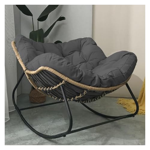 Rattan-Schaukelstuhl mit Kissen – moderner Eierförmiger Garten-Lounge-Sessel mit dickem Kissen und robustem Stahlrahmen Rattan-Schaukelstuhl mit Kissen – moderner Eierförmiger Garten-Lounge-Sessel mit dickem Kissen und robustem Stahlrahmen von Generisch