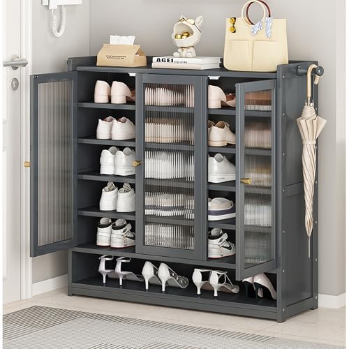 Rattan-Schuhschrank mit Bambus-Aufbewahrung, platzsparendes Design für Flur und Eingangsbereich von Generisch