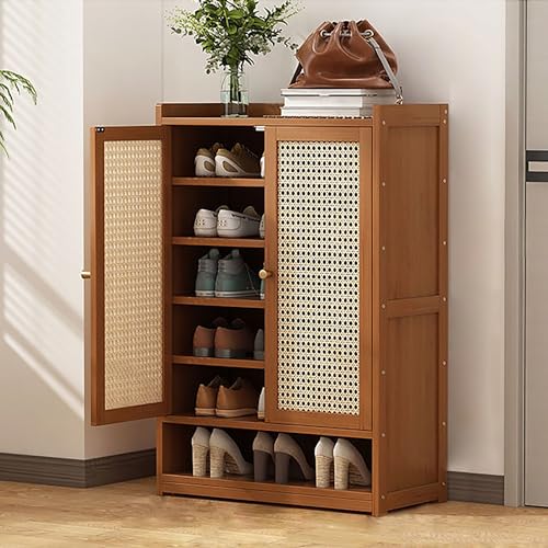 Rattan-Schuhschrank mit verstellbaren Regalen, platzsparende Aufbewahrungslösung für den Eingangsbereich für ein organisiertes Zuhause von Generisch