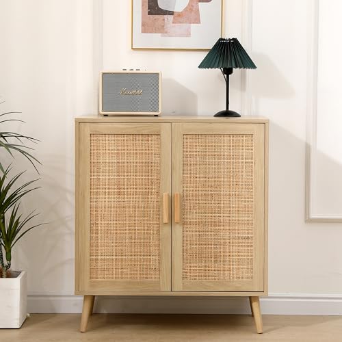 Rattan-Sideboard, Aufbewahrungsschrank für Wohnzimmer, Korbgeflecht, 2-türiger Schrank mit Regalen, Holzmöbel für Lounge und Flur, hohe Aufbewahrungseinheit, 80 x 40 x 88 cm Rattan-Sideboard, Aufbewahrungsschrank für Wohnzimmer, Korbgeflecht, 2-türiger Schrank mit Regalen, Holzmöbel für Lounge und Flur, hohe Aufbewahrungseinheit, 80 x 40 x 88 cm von Generisch