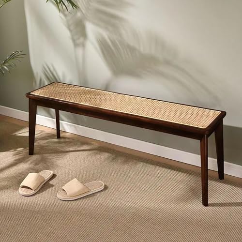 Rattan-Sitzbank aus Holz für den Eingangsbereich, Esstisch, Stühle für Wohnzimmer, Flur, Schlafzimmer, Walnussholz, Innenbereich von Generisch