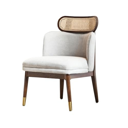 Rattan-Stuhl mit Bouclé-Stoff und Metallbeinen, Vintage-Design für Wohnzimmer, Schlafzimmer oder Essbereich von Generisch
