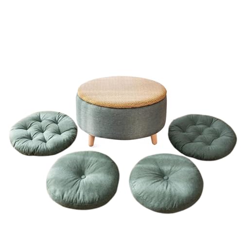 Rattan-gewebter Couchtisch mit Stauraum, runder niedriger Ottomanen-Akzenttisch inklusive 4 Kissen, perfekt für Wohnzimmer Rattan-gewebter Couchtisch mit Stauraum, runder niedriger Ottomanen-Akzenttisch inklusive 4 Kissen, perfekt für Wohnzimmer von Generisch