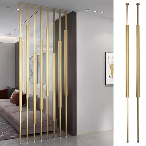 Raumteiler Gold – Metalllamellen vom Boden bis zur Decke mit verstellbaren Füßen, durchbrochener Wandteiler für Studio, Wohnung, Treppeneingang – 2 Stück, 180 cm von Generisch