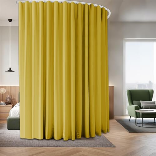 Raumteiler Vorhänge Set - Extra breite gelbe Verdunkelungspaneele mit Deckenschiene, Wärmedämmung für Privatsphäre, ideal für Schlafzimmer & Wohnzimmer, B180 x H102 von Generisch