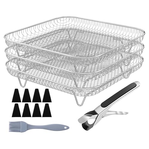 Rechen für Luftfritteusen – Korb für Luftfritteuse aus Edelstahl | Grillschale für Luftfritteuse | Doppelkorb-Fritteuse mit doppeltem Korb mehrschichtig | Korb Rechen für Luftfritteusen – Korb für Luftfritteuse aus Edelstahl | Grillschale für Luftfritteuse | Doppelkorb-Fritteuse mit doppeltem Korb mehrschichtig | Korb von Generisch
