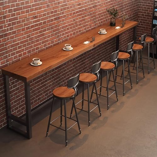 Rechteck Industrieller Bartisch für Esszimmer5 cm Dicke Schmaler Langer Bartisch aus MassivholzBistrotisch für den Außenbereich mit MetallsockelLanger Frühstücksbartisch für die KücheKein Hocker von Generisch