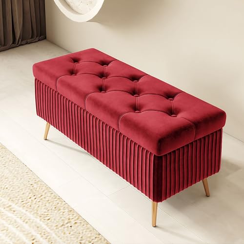 Rechteckige Ottoman-Bank aus Holz – vielseitige Aufbewahrungsbox für den Eingangsbereich, stilvoller Pouf-Behälter mit Füßen für Schlafzimmer und Wohnzimmer Rechteckige Ottoman-Bank aus Holz – vielseitige Aufbewahrungsbox für den Eingangsbereich, stilvoller Pouf-Behälter mit Füßen für Schlafzimmer und Wohnzimmer von Generisch
