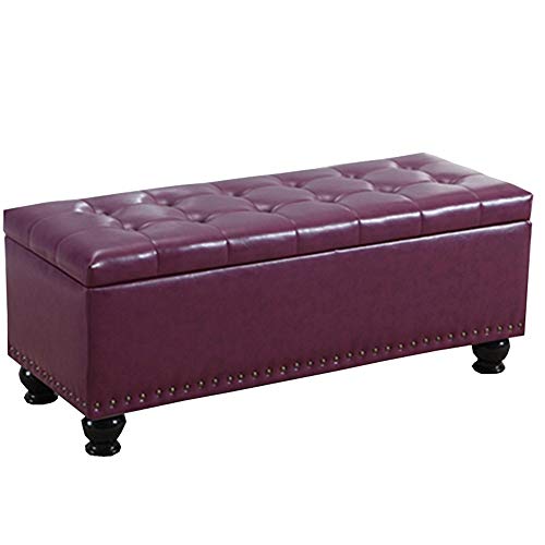 Rechteckige Ottoman-Bank mit Nietendekoration, Schuhbank mit PU-Kissen – 60 x 40 x 42 cm – Schlafzimmer-Bett-Endhocker – trägt bis zu 150 kg Gewicht von Generisch