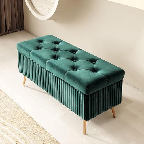 Rechteckige Ottomane aus Holz für Schlafzimmer und Eingangsbereich, stilvoller Hocker mit Füßen, 120 cm, vielseitige Aufbewahrungsbox für den Innenbereich, platzsparender Organizer von Generisch