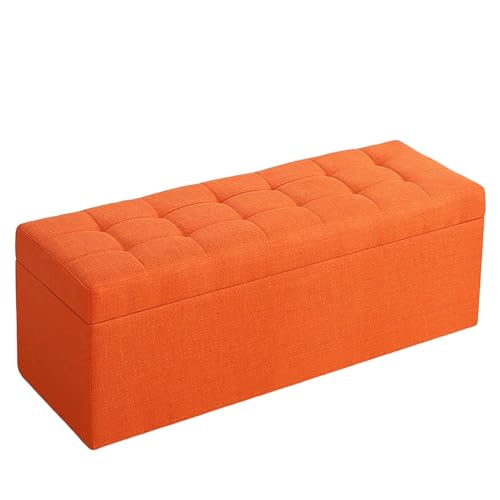 Rechteckige Sitzbank aus Leinen mit weichem Kissen, aufklappbare Fußstütze, ideal für Schlafzimmer, Wohnzimmer oder Couchtisch, Farbe 1 (100 x 40 x 40 cm) von Generisch