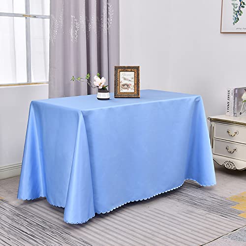 Rechteckige Tischdecke, 100 % Polyester, knitterfrei, Baumwoll- und Leinen-Mischgewebe, maschinenwaschbar und wiederverwendbar, Himmelblau, 140 x 160 cm, perfekt für Küche und Esszimmer von Generisch