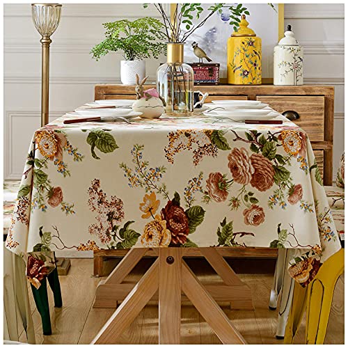 Rechteckige Tischdecke, 100 x 120 cm, Baumwoll-Leinen-Mischgewebe, knitterfrei und waschbar, Blumenmuster, dekorative Tischdecke für Küche, Esszimmer, Party Rechteckige Tischdecke, 100 x 120 cm, Baumwoll-Leinen-Mischgewebe, knitterfrei und waschbar, Blumenmuster, dekorative Tischdecke für Küche, Esszimmer, Party von Generisch