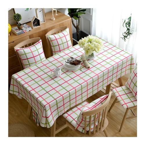 Rechteckige Tischdecke, 135 x 300 cm, waschbar, Baumwolle, mit stilvollen Streifen und Karomuster, ideal für Küche, Esszimmer, Picknick, Rot und Grün Rechteckige Tischdecke, 135 x 300 cm, waschbar, Baumwolle, mit stilvollen Streifen und Karomuster, ideal für Küche, Esszimmer, Picknick, Rot und Grün von Generisch