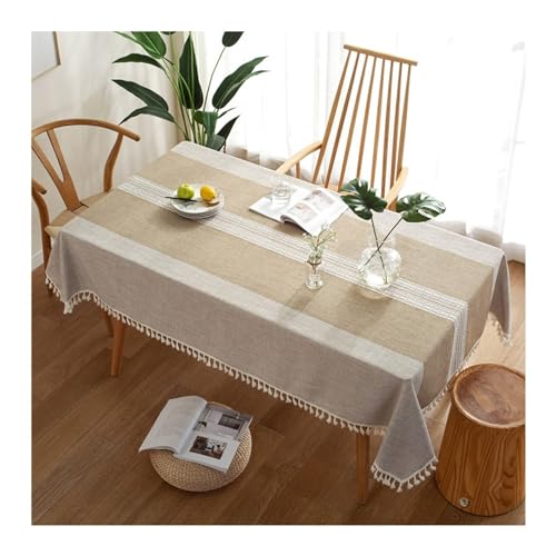 Rechteckige Tischdecke, 140 x 100 cm, waschbar, Polyester, mit Fransen, gestreift, ideal für Küche, Esstisch, Dekoration und Partys zu Hause Rechteckige Tischdecke, 140 x 100 cm, waschbar, Polyester, mit Fransen, gestreift, ideal für Küche, Esstisch, Dekoration und Partys zu Hause von Generisch