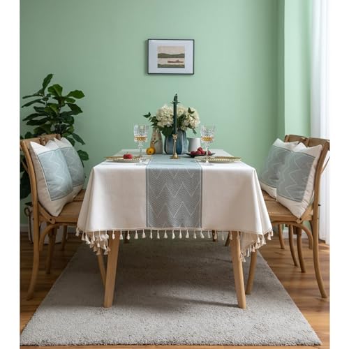 Rechteckige Tischdecke, 140 x 140 cm, perfekt für Picknicks, Partys und Veranstaltungen, leicht zu reinigen, stilvolles Essen, Beige / Grün von Generisch