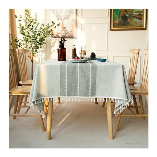Rechteckige Tischdecke, 140 x 180 cm, waschbar, Polyester, Tischdecke mit Fransen, gestreiftes Design, für Küche, Esszimmer, Picknick, Party und Außenbereich von Generisch