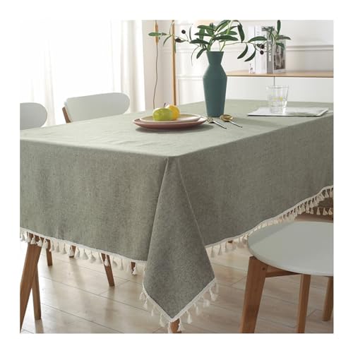Rechteckige Tischdecke, 140 x 220 cm, waschbar, Polyester-Baumwolle, einfarbig, mit Quasten, ideal für Picknicks, Partys, Essen und den täglichen Gebrauch Rechteckige Tischdecke, 140 x 220 cm, waschbar, Polyester-Baumwolle, einfarbig, mit Quasten, ideal für Picknicks, Partys, Essen und den täglichen Gebrauch von Generisch