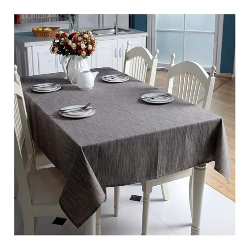 Rechteckige Tischdecke, 140 x 250 cm, waschbar, Baumwollleinen, einfarbig, gewebtes Design, perfekt für Picknicks, Partys, Abendessen und Kaffeesammlungen von Generisch
