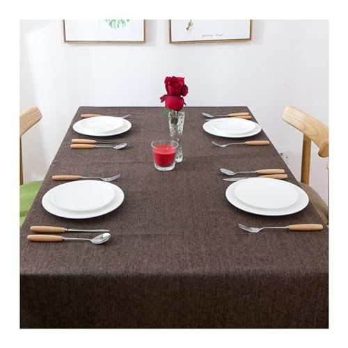 Rechteckige Tischdecke, 90 x 150 cm, waschbar, wasserdicht, schmutzabweisend, Polyester-Leinen-Bezug für Küchen- und Esstische, Couchtische, einfarbiges Design von Generisch