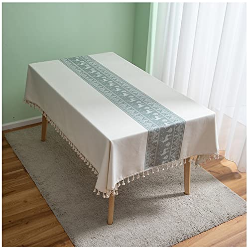 Rechteckige Tischdecke aus Baumwollleinen, 90 x 150 cm, mit Quasten, waschbar, knitterfrei und staubdicht, Tischdecke für Zuhause, Küche, Esstisch, dekorative Tischplatte, Buffet-Tuch, Weiß Rechteckige Tischdecke aus Baumwollleinen, 90 x 150 cm, mit Quasten, waschbar, knitterfrei und staubdicht, Tischdecke für Zuhause, Küche, Esstisch, dekorative Tischplatte, Buffet-Tuch, Weiß von Generisch