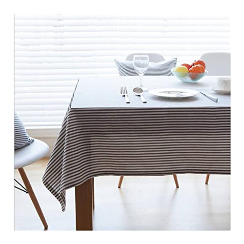 Rechteckige Tischdecke für 12 Personen, Sommer-Streifen-Design mit Servietten, moderne Baumwoll-Leinen-Tischdecke, schwarz, 180 x 140 cm, perfekt für Küchendekoration und Schutz von Generisch
