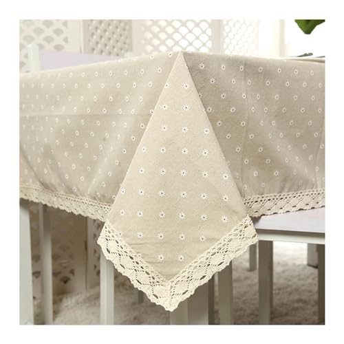 Rechteckige Tischdecke mit Blumenmuster, 140 x 180 cm, waschbar, Polyester-Baumwolle mit elegantem Spitzenbesatz, perfekt für Café, Restaurant, Buffet und Heimtischdekoration Rechteckige Tischdecke mit Blumenmuster, 140 x 180 cm, waschbar, Polyester-Baumwolle mit elegantem Spitzenbesatz, perfekt für Café, Restaurant, Buffet und Heimtischdekoration von Generisch