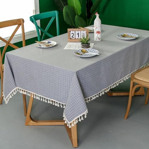 Rechteckige graue Tischdecke, 140 x 224 cm, Polyester, kariert, Tischdecke für Partys, Hochzeiten, Heimdekoration, Bankette und Veranstaltungen von Generisch