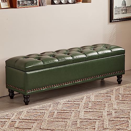 Rechteckiger, gepolsterter Kunstleder-Pouf für Wohnzimmer und Eingangsbereich, strapazierfähige PU-Fußstütze, unterstützt 136 kg, stilvolle und funktionale Sitzlösung, gestepptes Design von Generisch