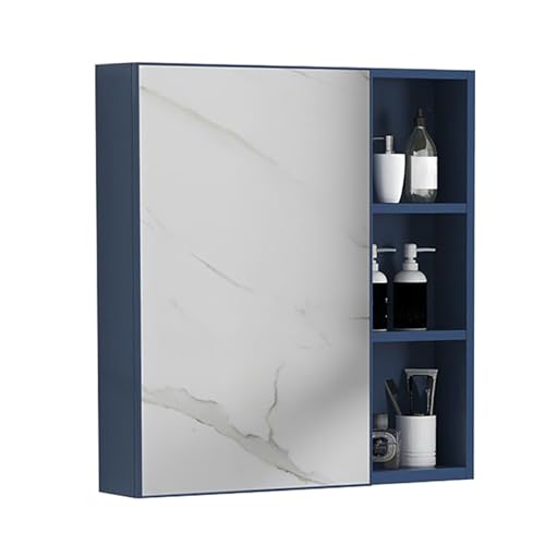 Rechteckiger Badezimmer-Medizinschrank aus Aluminiumlegierung mit Spiegel, Wandmontage, Kleiderschrank für Schlafzimmer, Wohnzimmer und WC, Blau, 70 x 11 x 65 cm Rechteckiger Badezimmer-Medizinschrank aus Aluminiumlegierung mit Spiegel, Wandmontage, Kleiderschrank für Schlafzimmer, Wohnzimmer und WC, Blau, 70 x 11 x 65 cm von Generisch