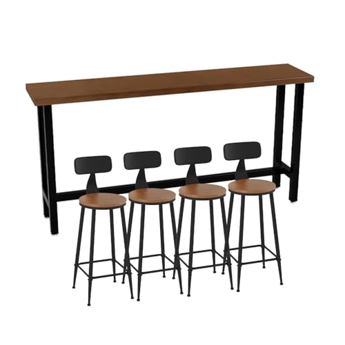 Rechteckiger Kneipentisch – Massivholz Thekenhöhe Bartisch für Wohnzimmer, Restaurant oder Bar – schmales langes Design (220 x 40 x 105 cm) von Generisch
